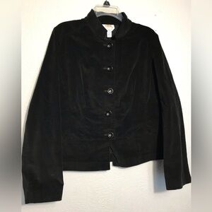 Talbots Black Velvet Button Down Blazer Jacket 14